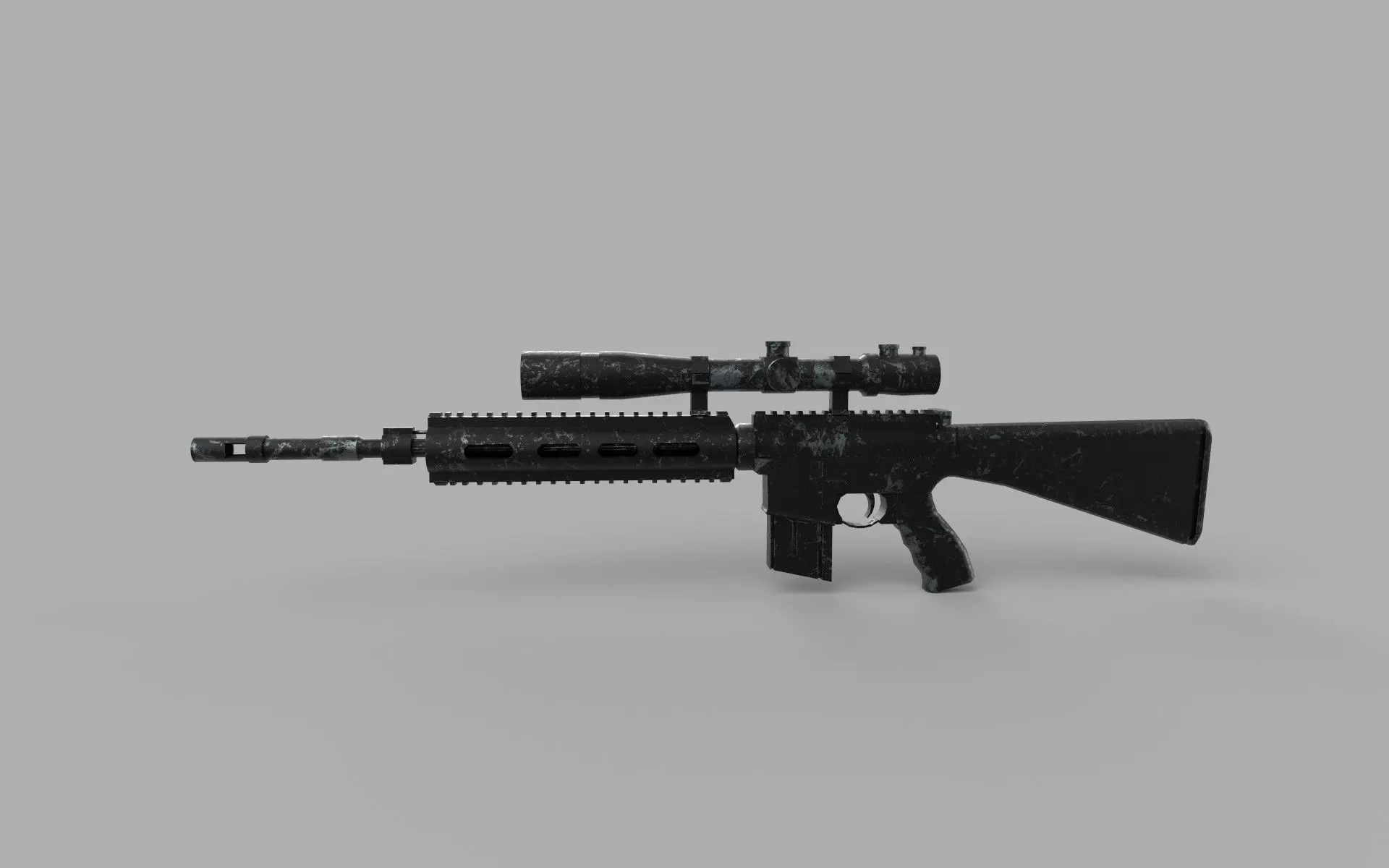 Assault rifle Low-poly 3D model_0
