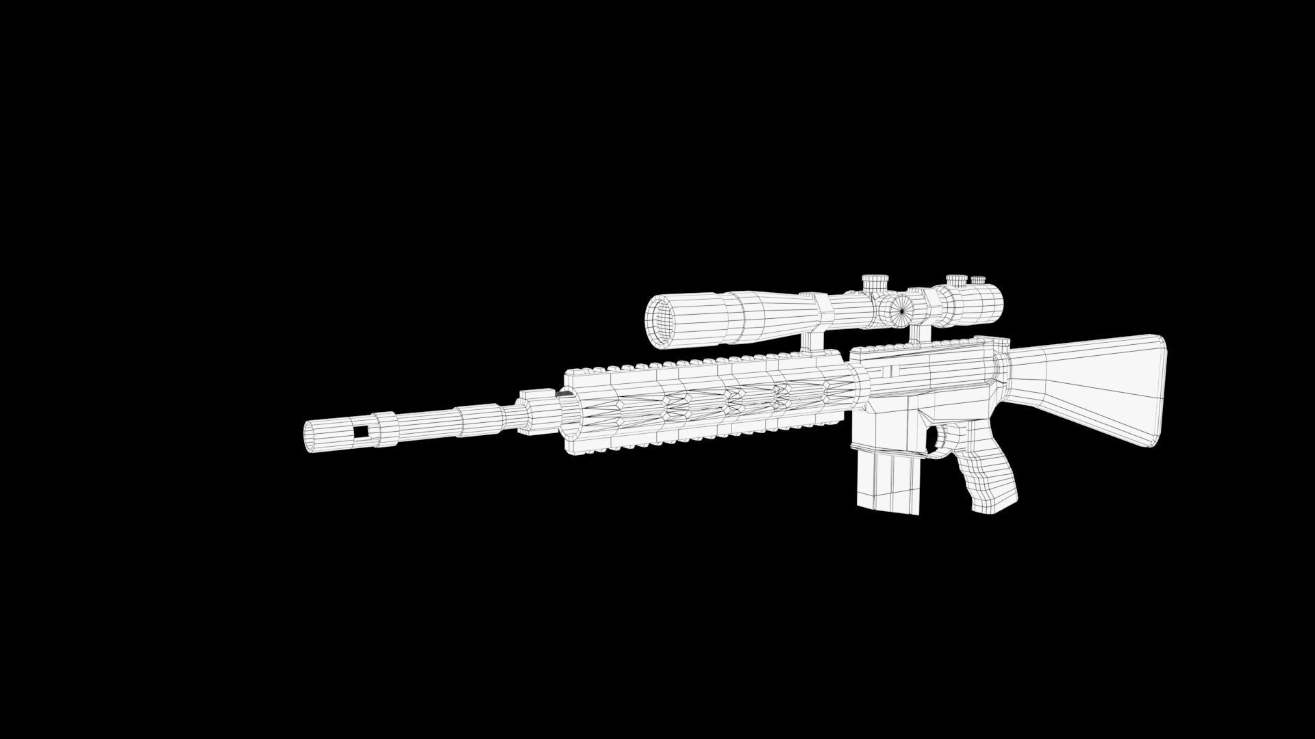 Assault rifle Low-poly 3D model_6