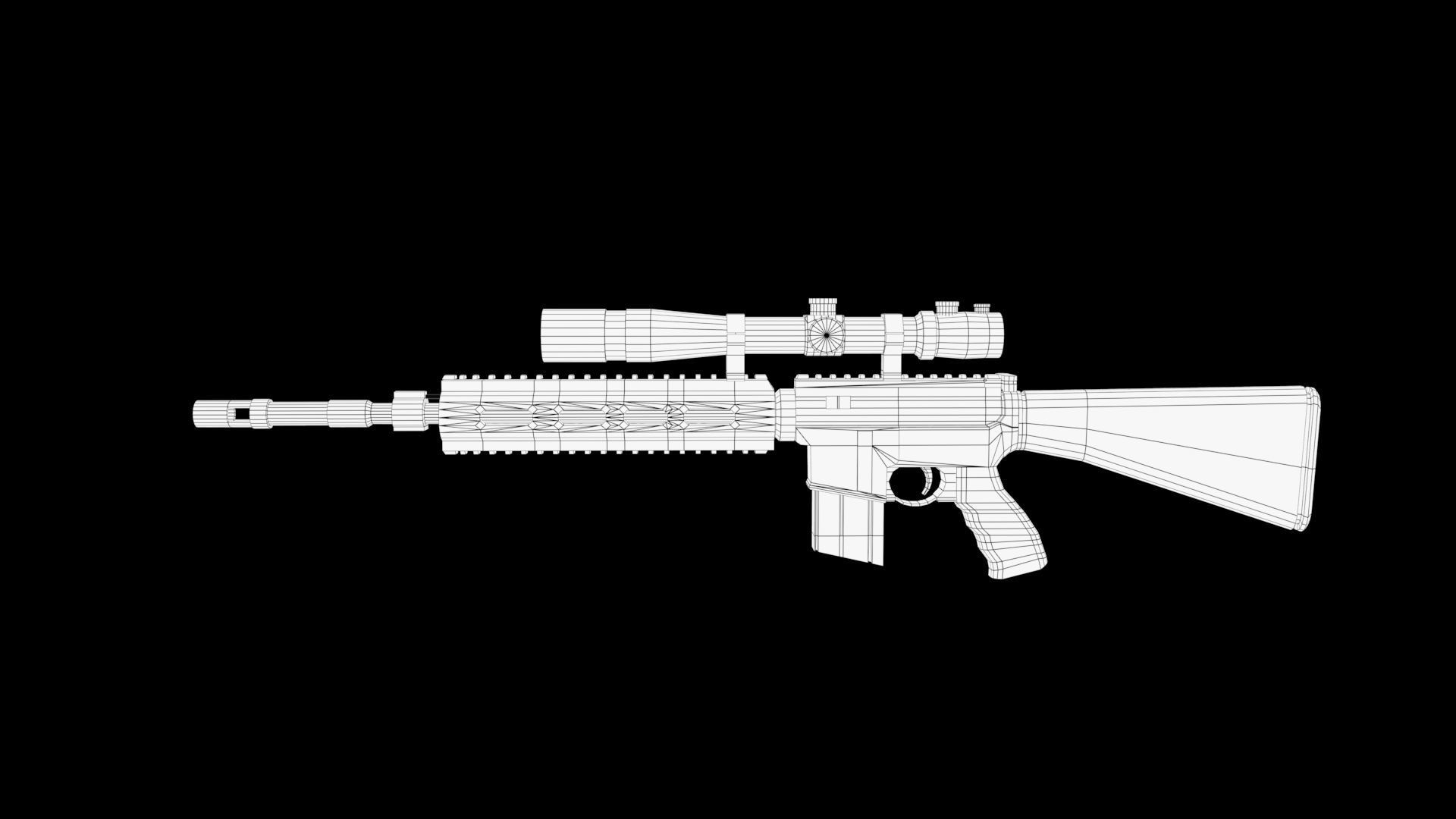 Assault rifle Low-poly 3D model_5