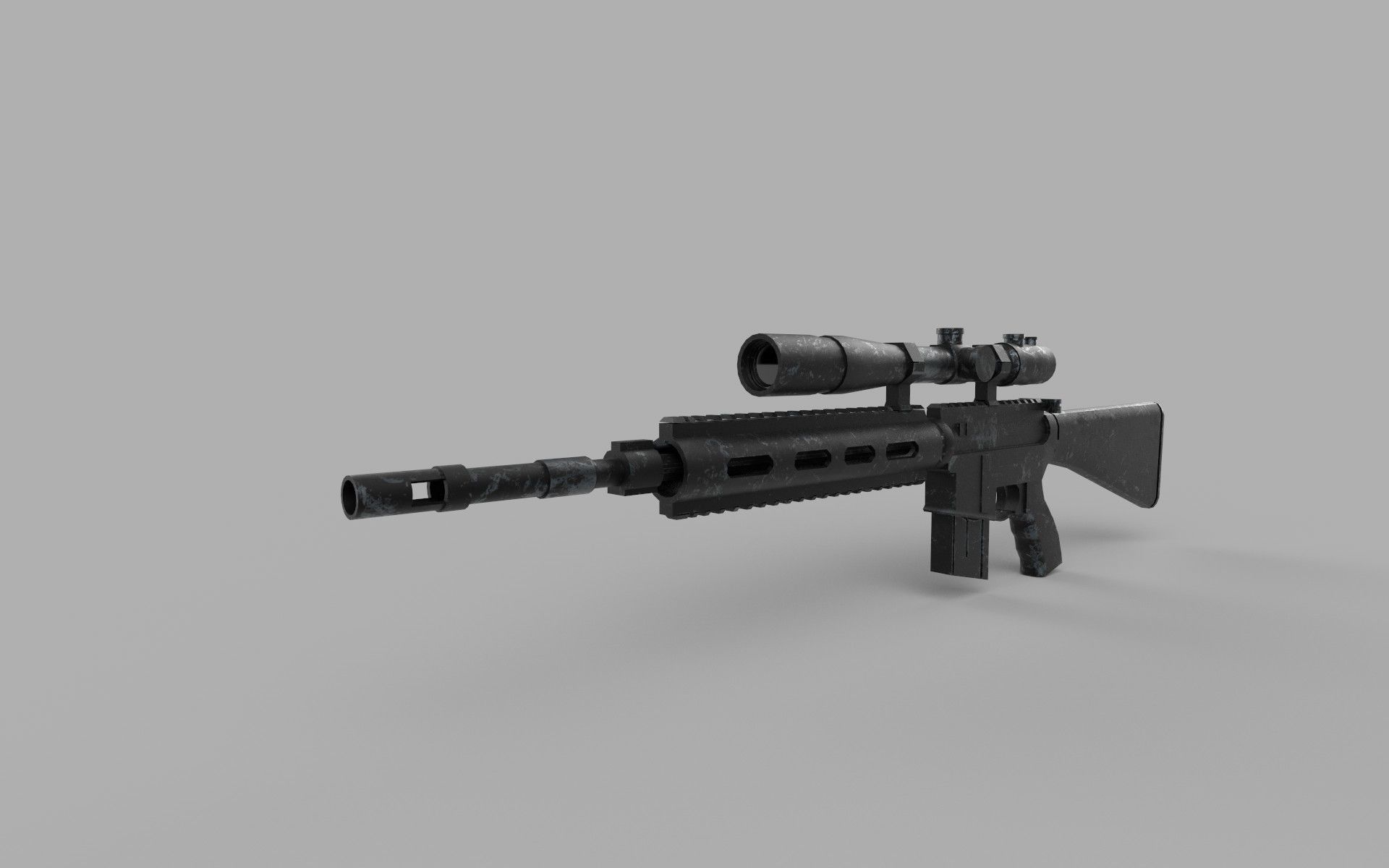 Assault rifle Low-poly 3D model_1