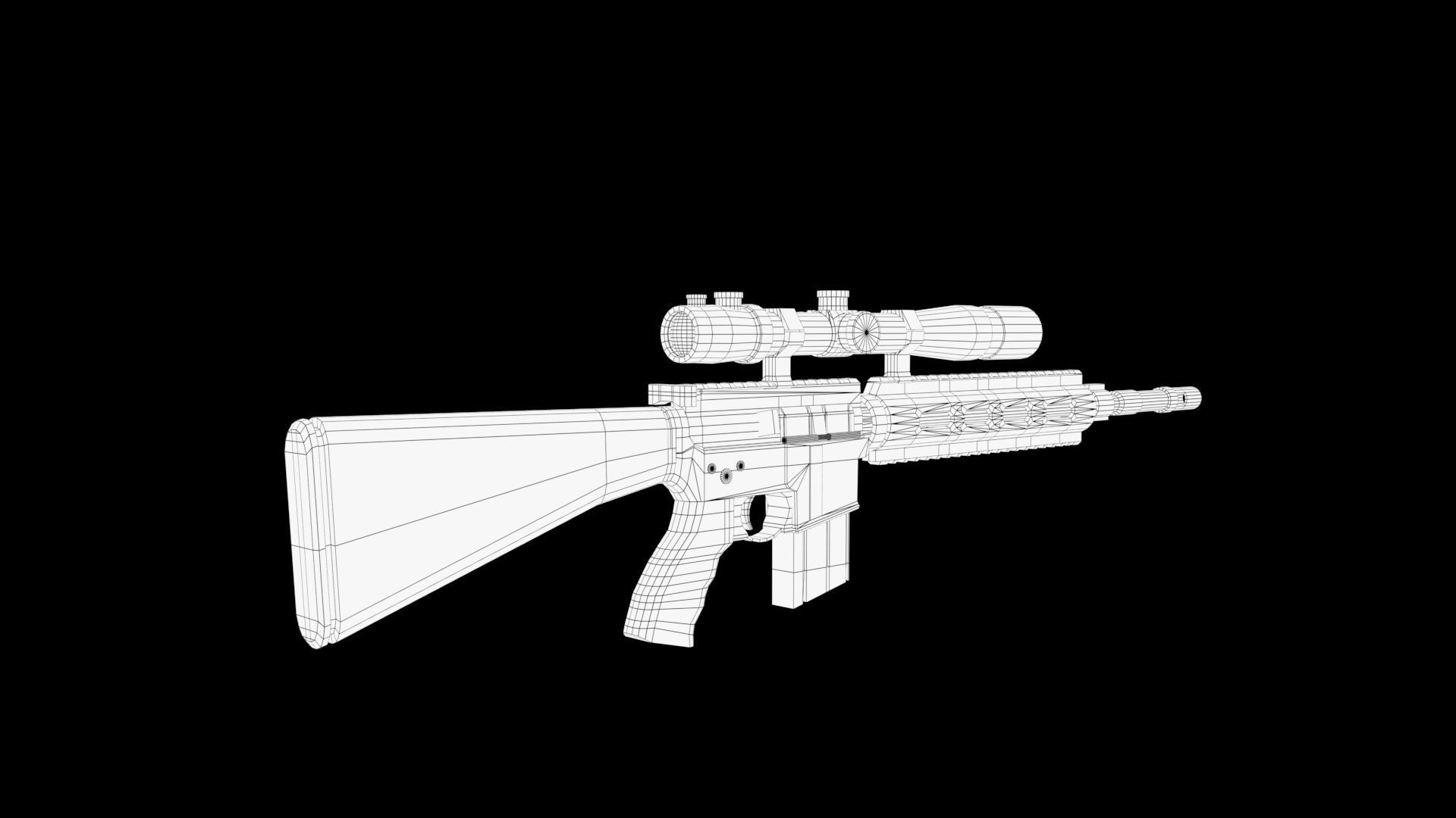 Assault rifle Low-poly 3D model_8