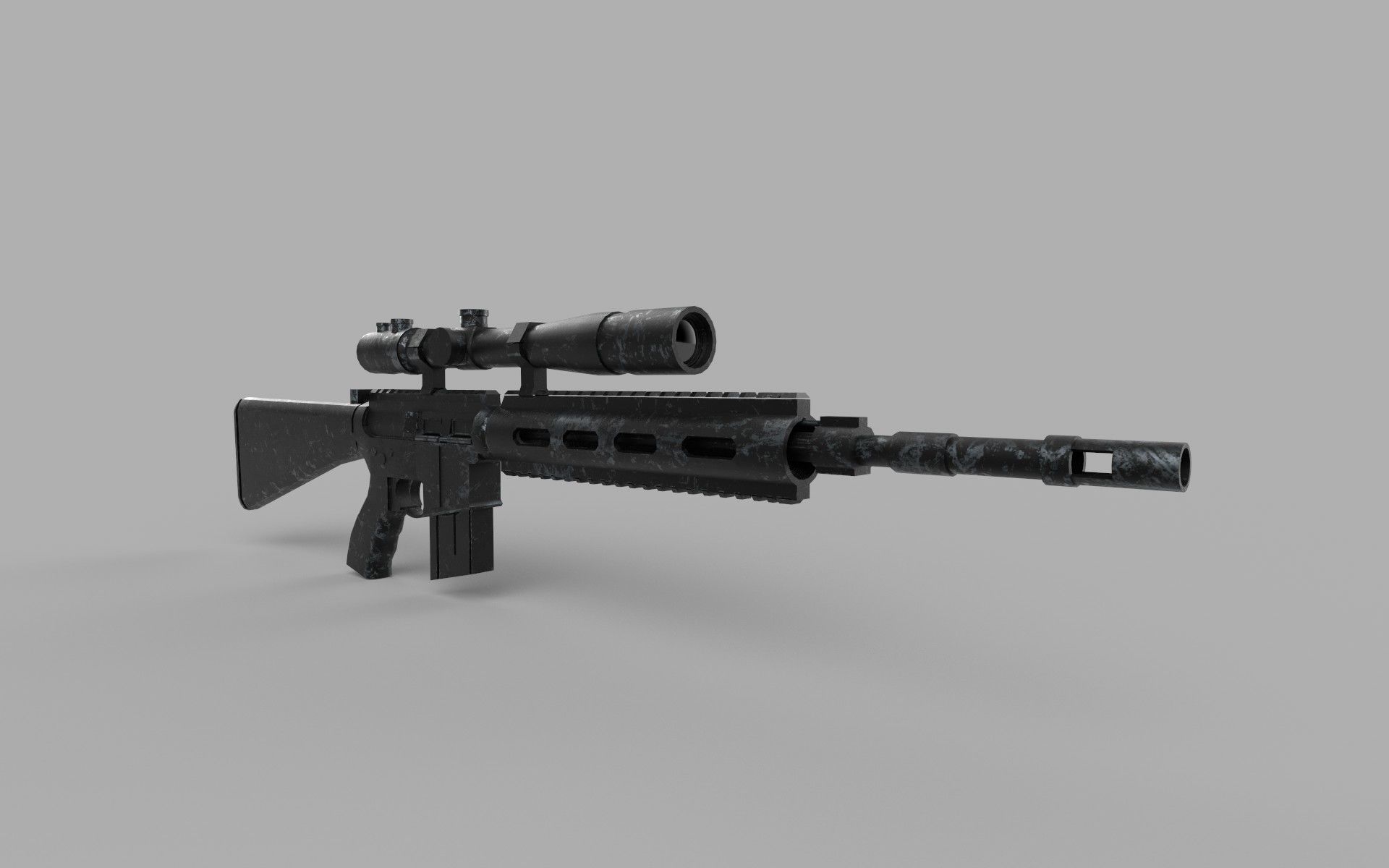 Assault rifle Low-poly 3D model_2