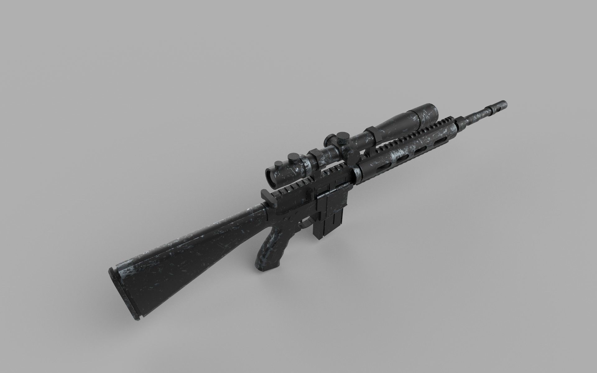 Assault rifle Low-poly 3D model_3