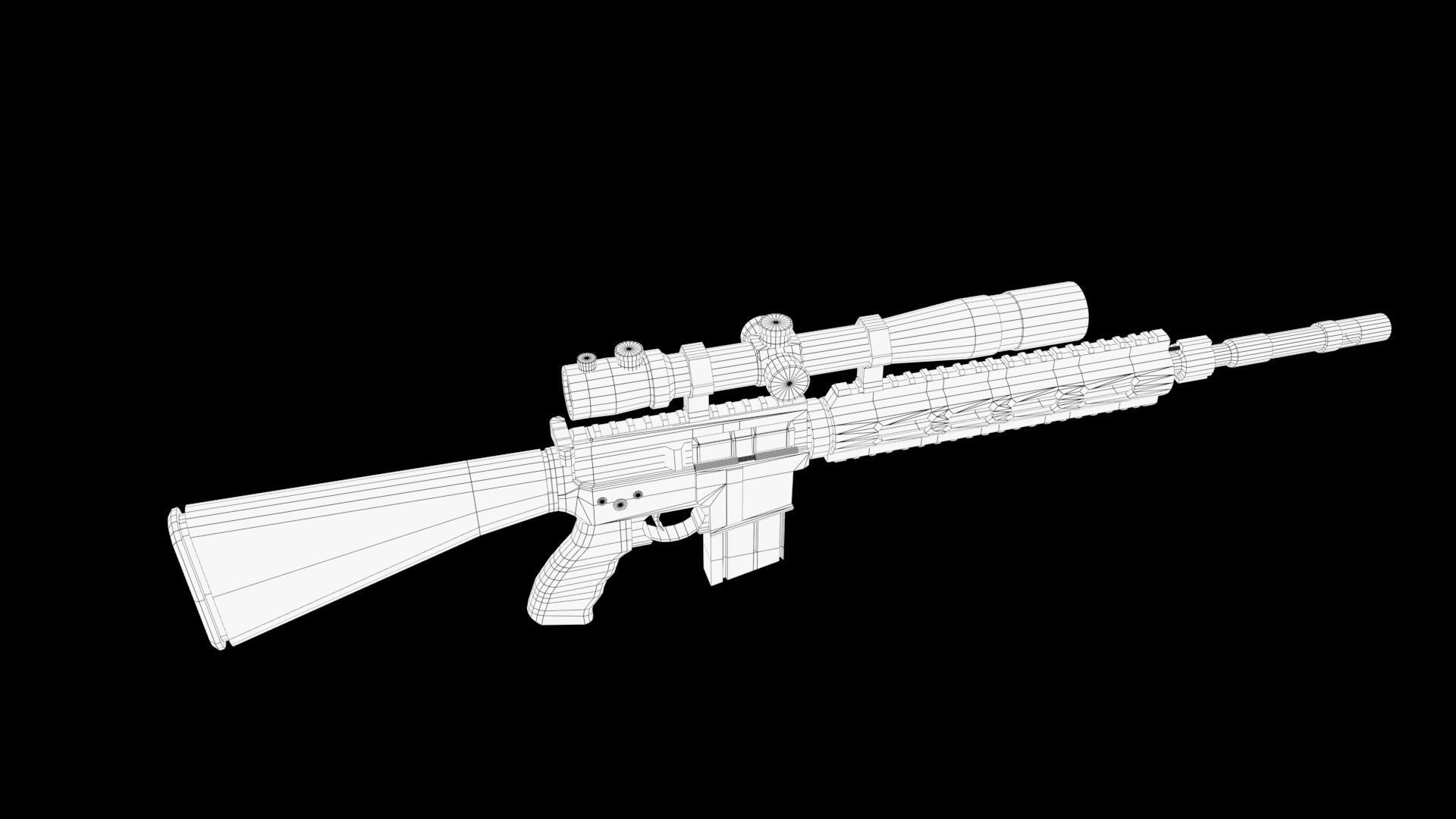 Assault rifle Low-poly 3D model_9