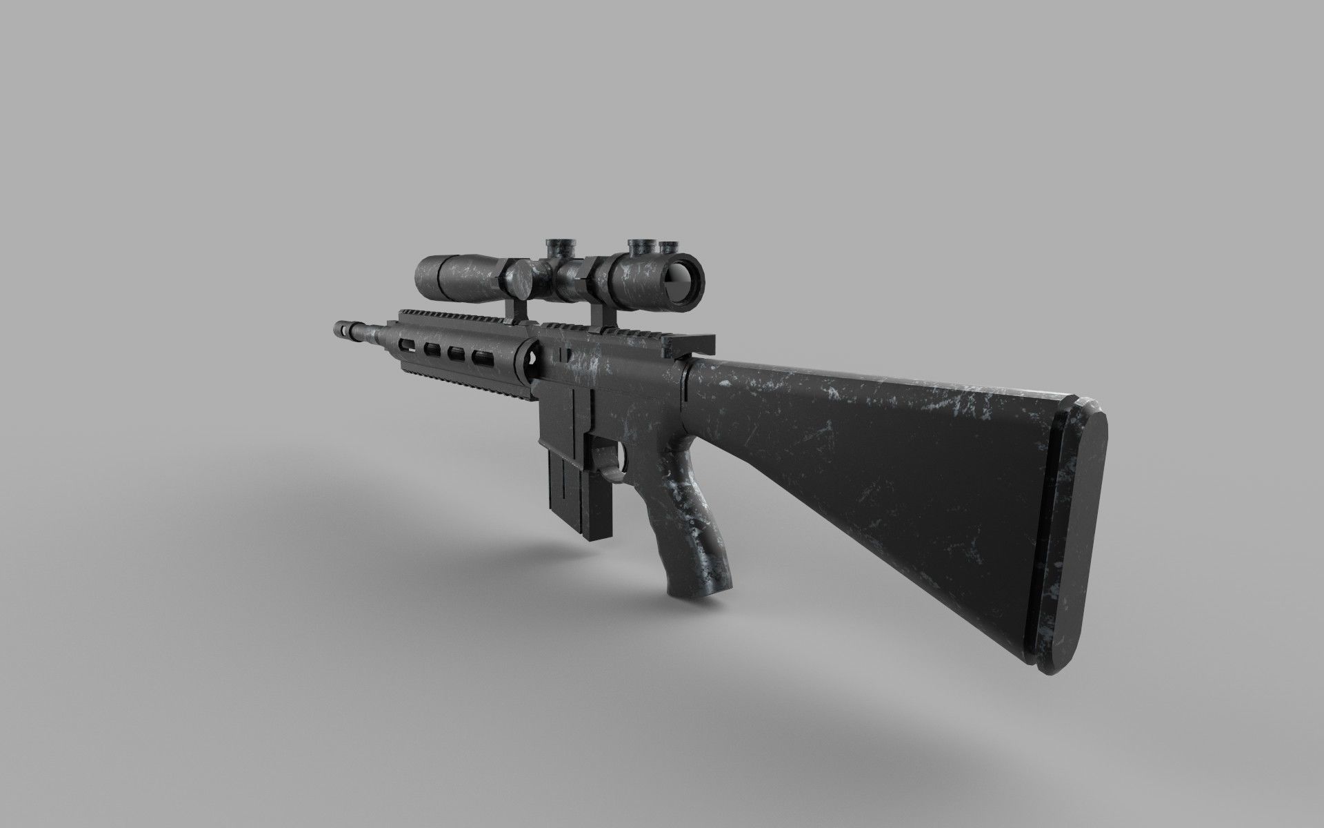Assault rifle Low-poly 3D model_4