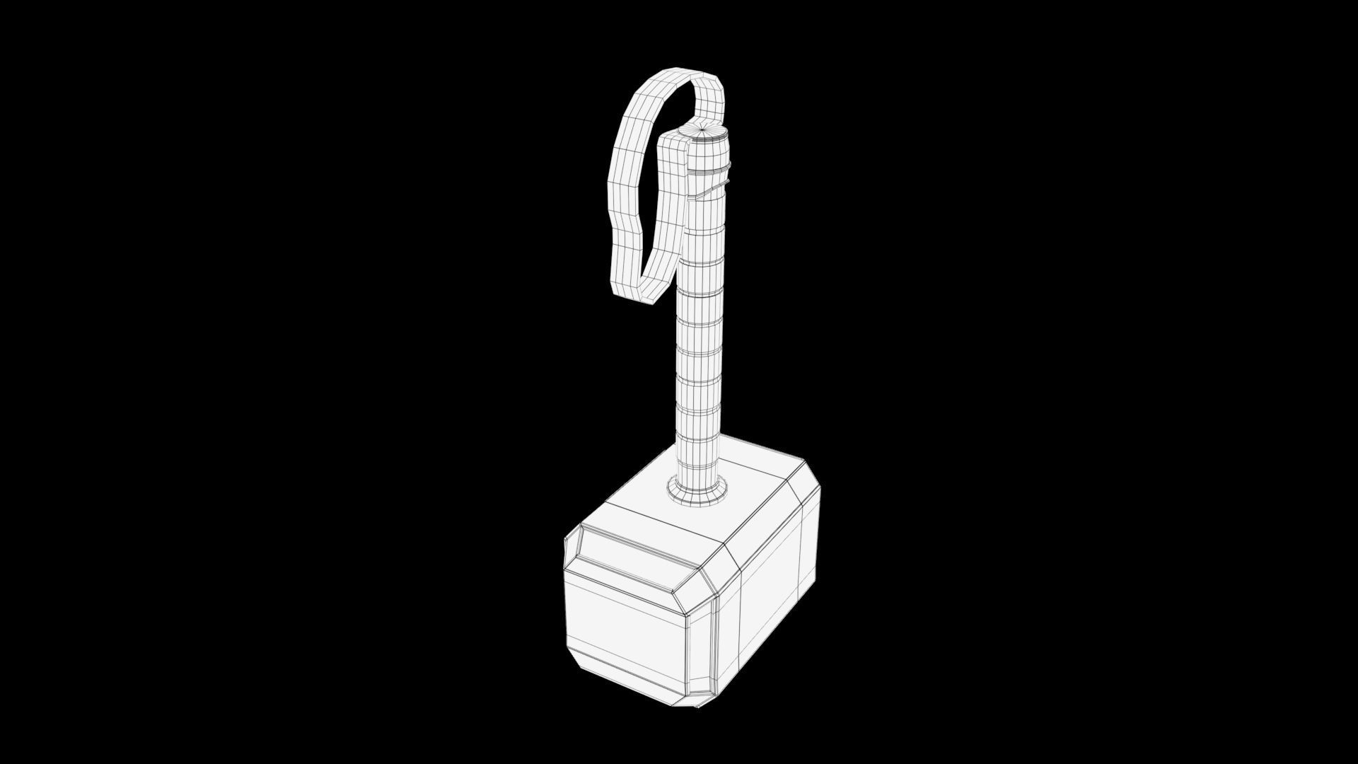 Mjolnir thor hammer with lights Low-poly 3D model_8