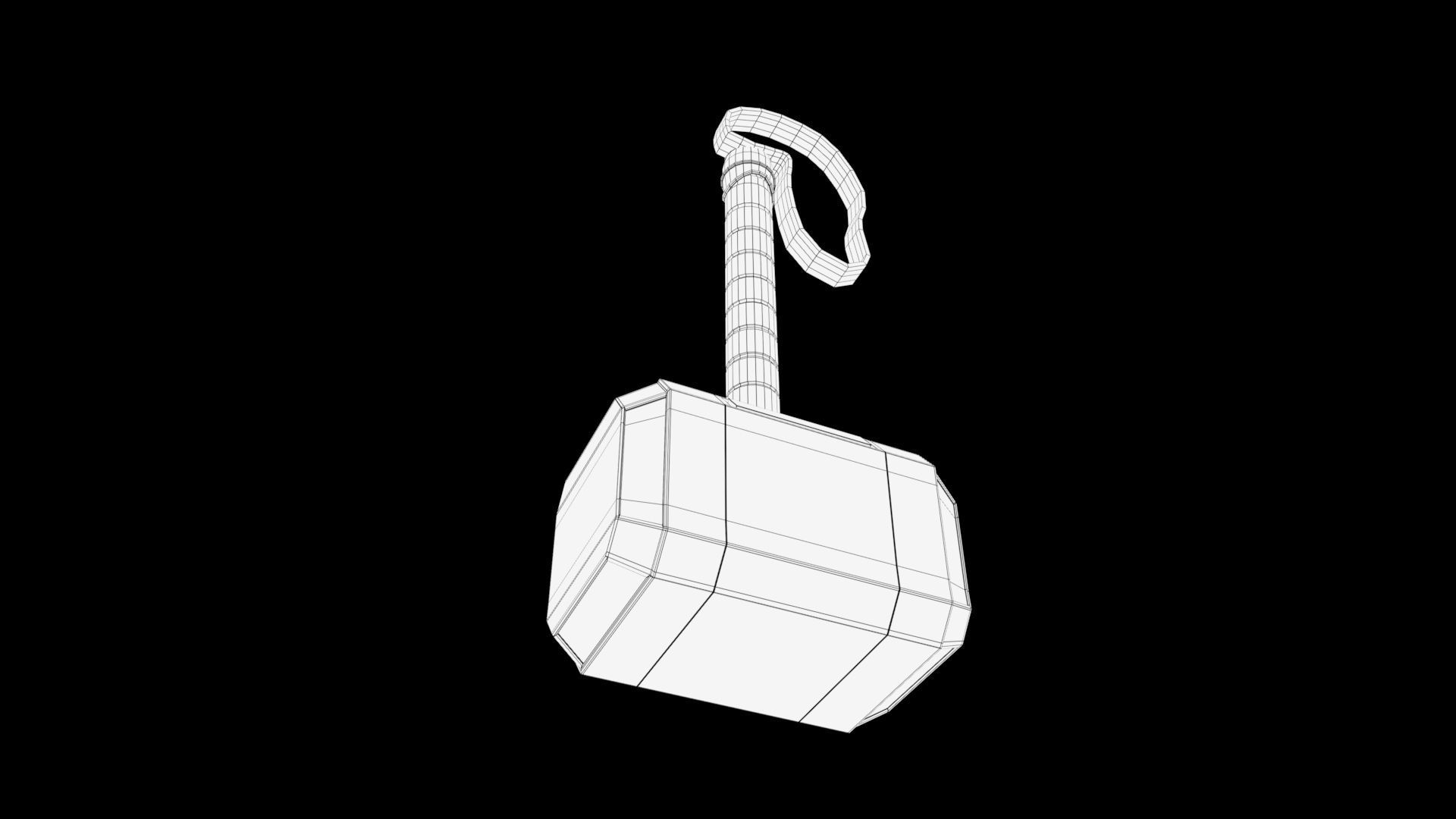 Mjolnir thor hammer with lights Low-poly 3D model_9