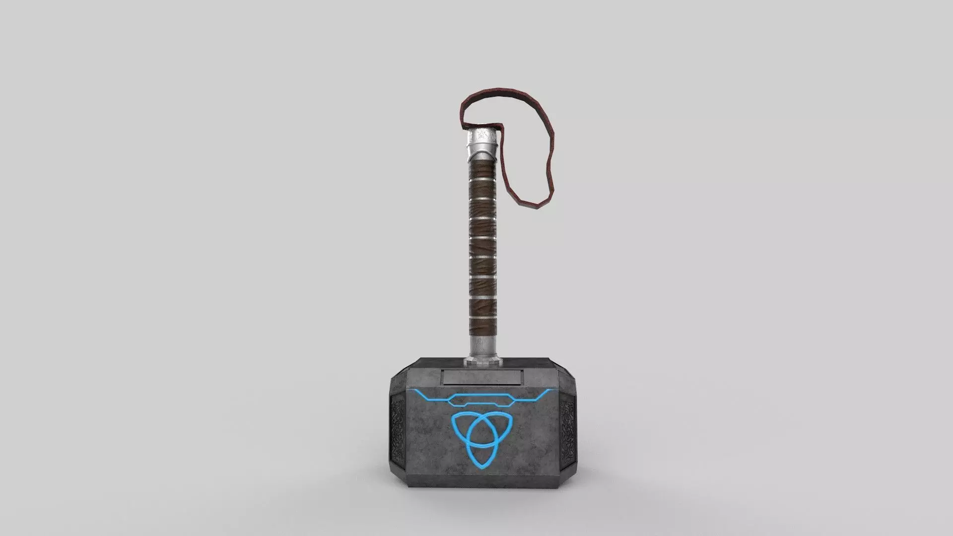 Mjolnir thor hammer with lights Low-poly 3D model_0