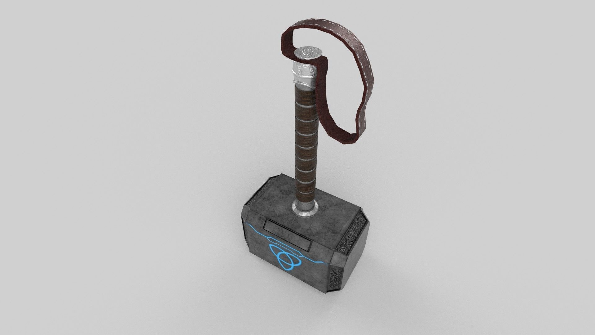 Mjolnir thor hammer with lights Low-poly 3D model_4