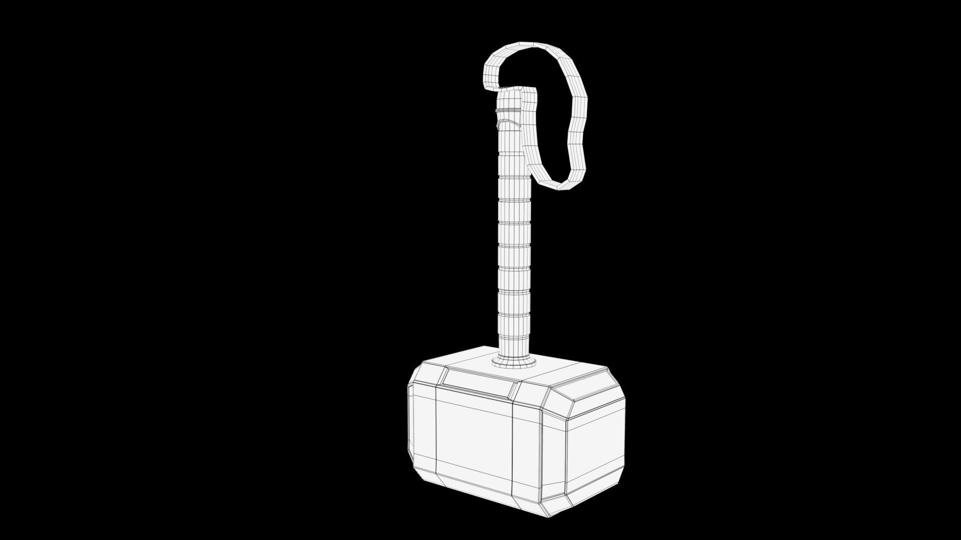 Mjolnir thor hammer with lights Low-poly 3D model_6