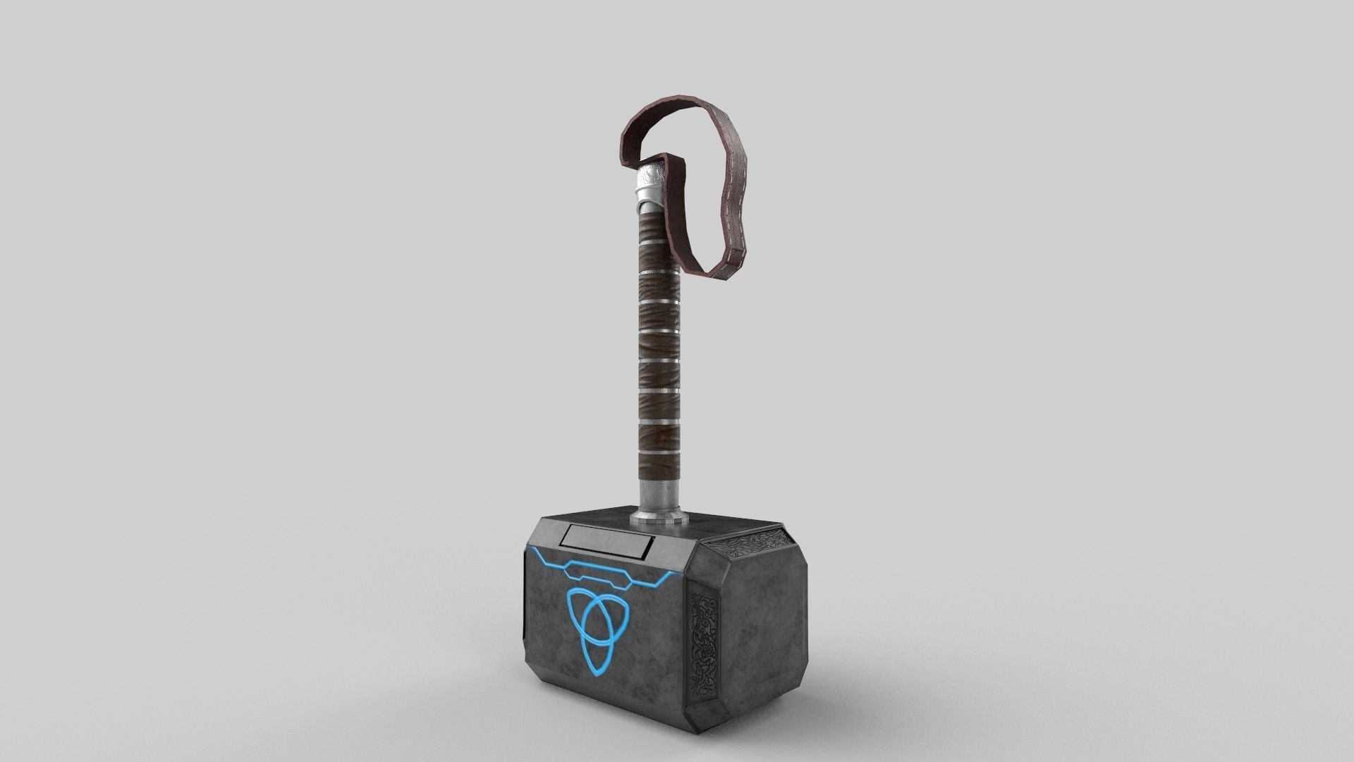 Mjolnir thor hammer with lights Low-poly 3D model_1