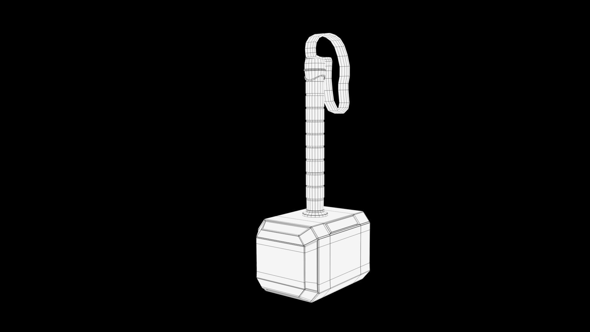 Mjolnir thor hammer with lights Low-poly 3D model_7