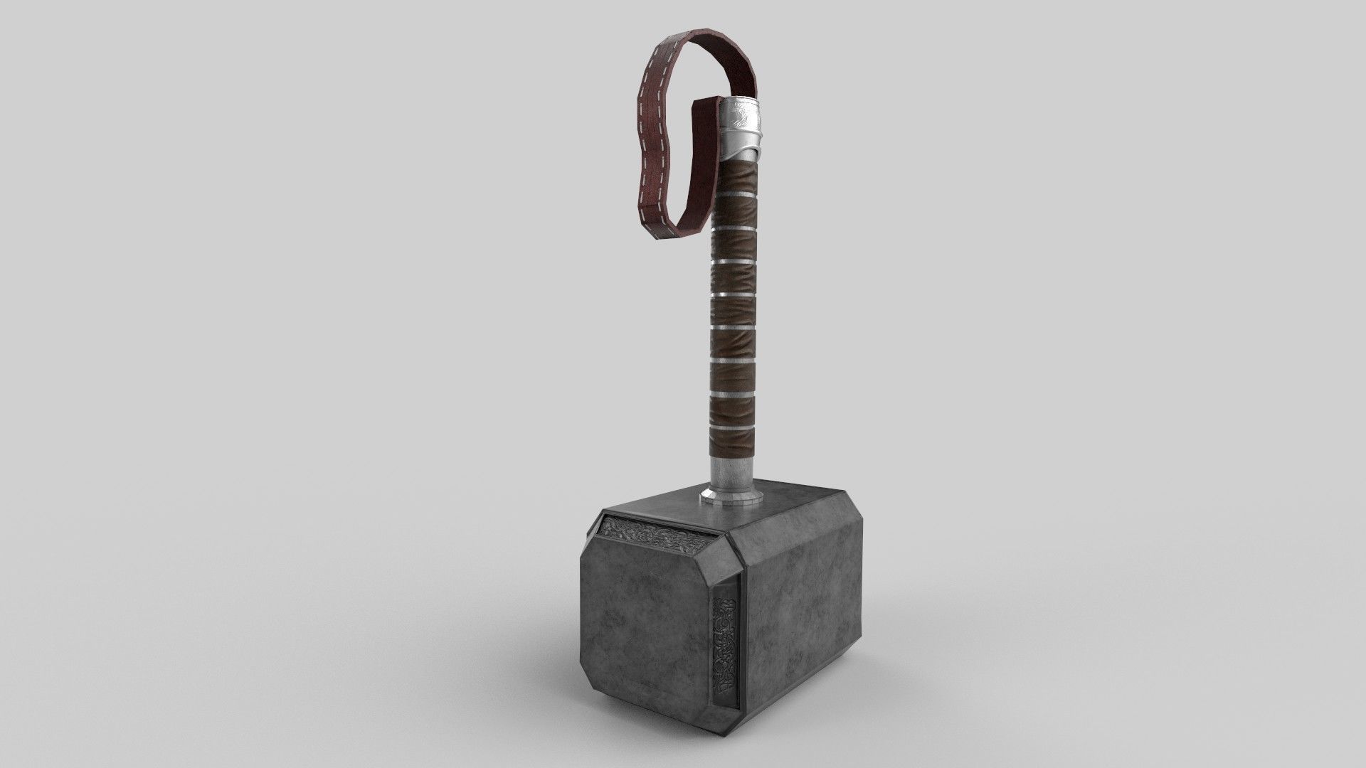 Mjolnir thor hammer with lights Low-poly 3D model_3