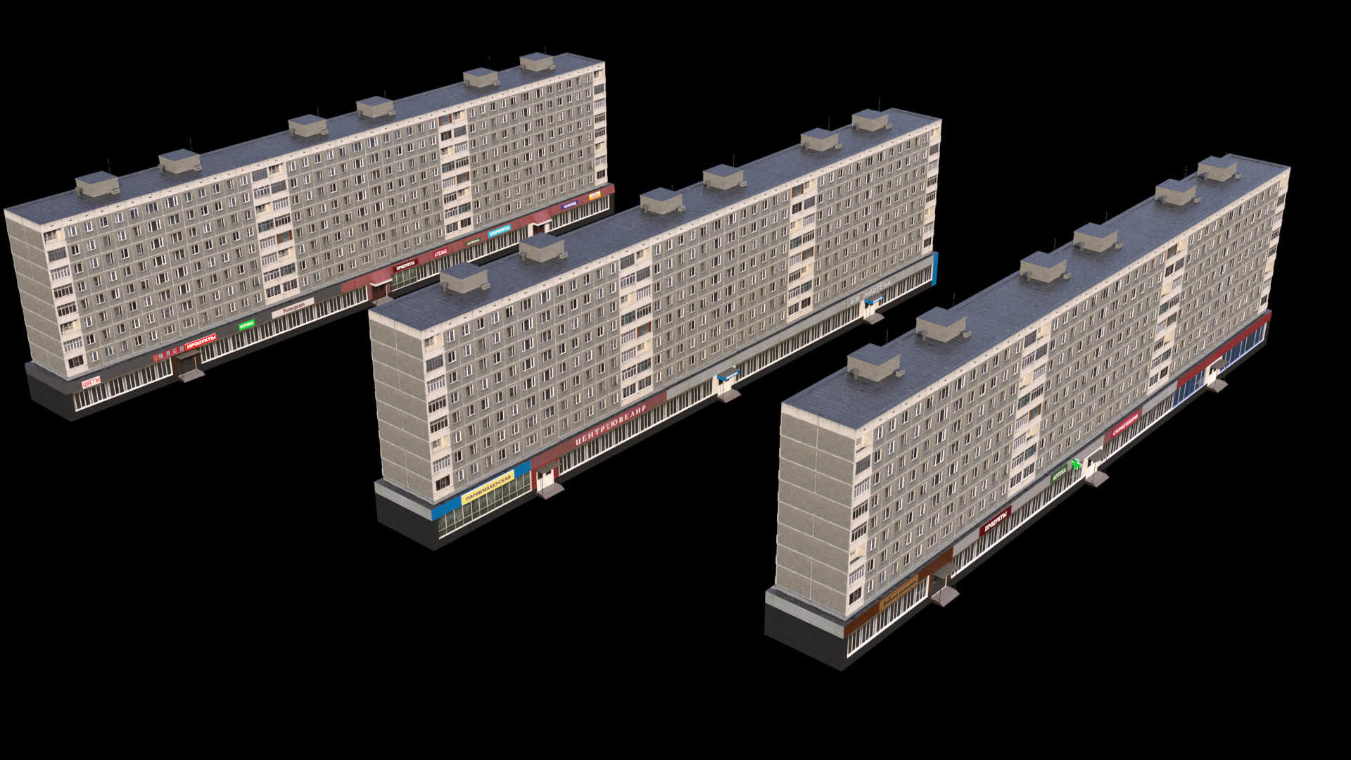 Russian buildings pack Low-poly 3D model_29