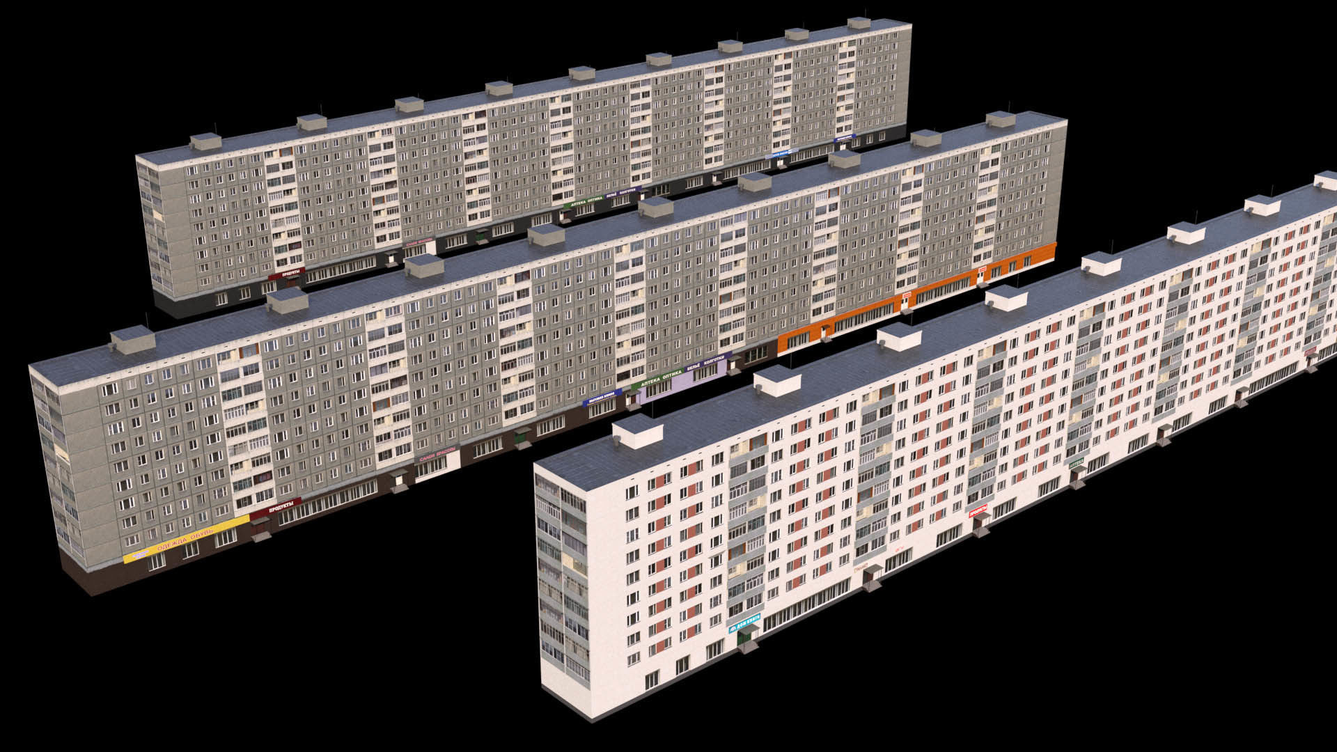 Russian buildings pack Low-poly 3D model_31