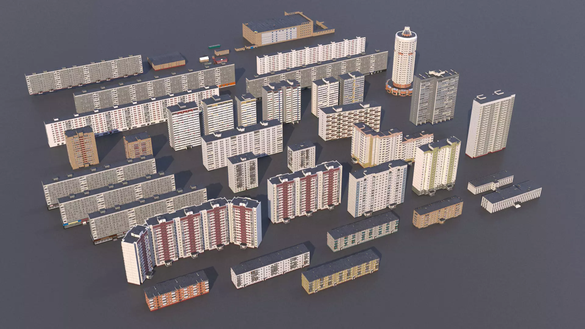 Russian buildings pack Low-poly 3D model_0