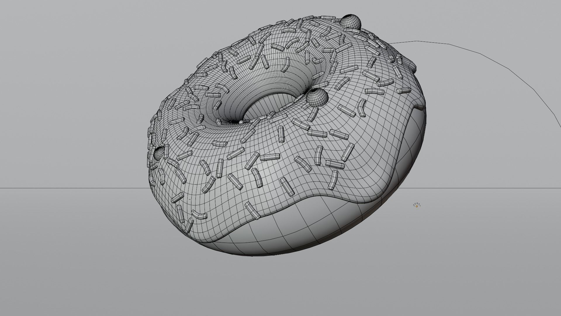 Chocolate donut with colorful sprinkles Low-poly 3D model_2