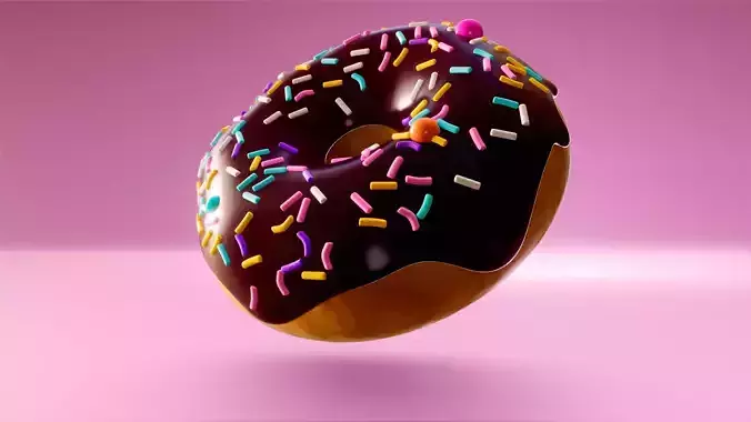 Chocolate donut with colorful sprinkles