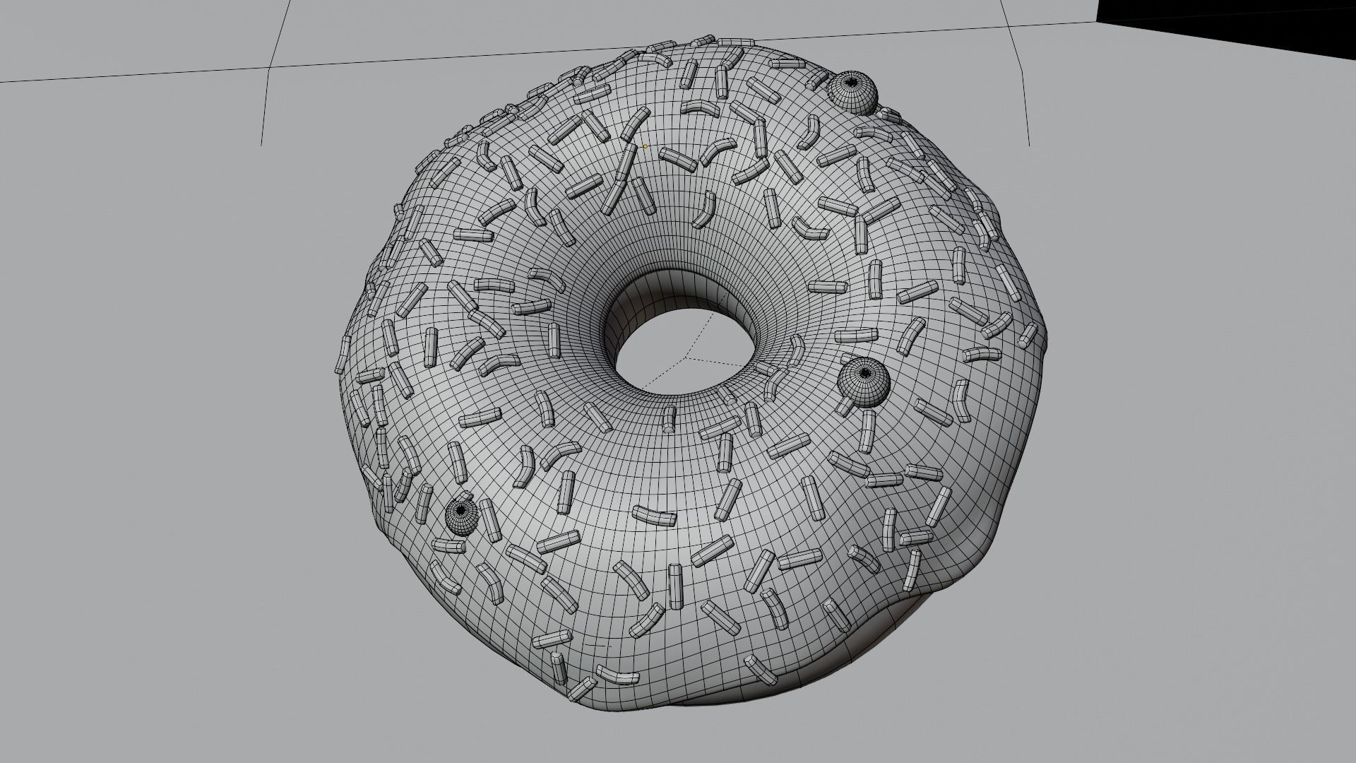 Chocolate donut with colorful sprinkles Low-poly 3D model_3