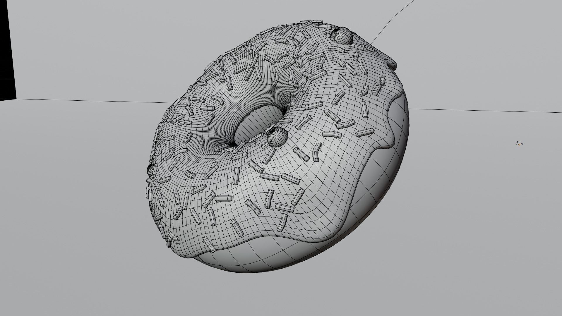 Chocolate donut with colorful sprinkles Low-poly 3D model_4