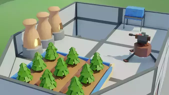 Rust low-poly building bases assets Free low-poly 3D model