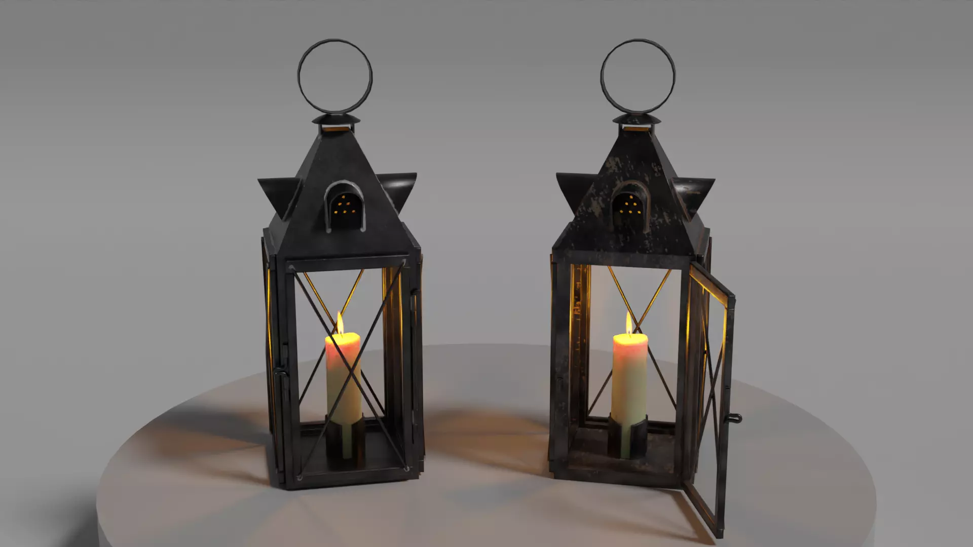 Candle Lantern 0 Low-poly 3D model_0