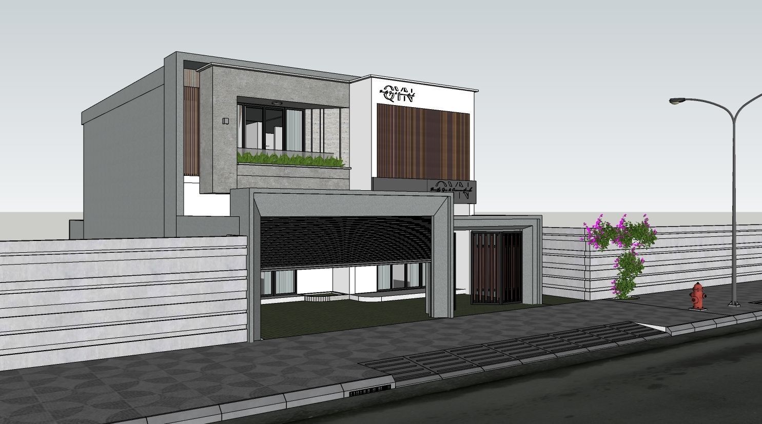 HOUSE modern with car parked 3D model_3