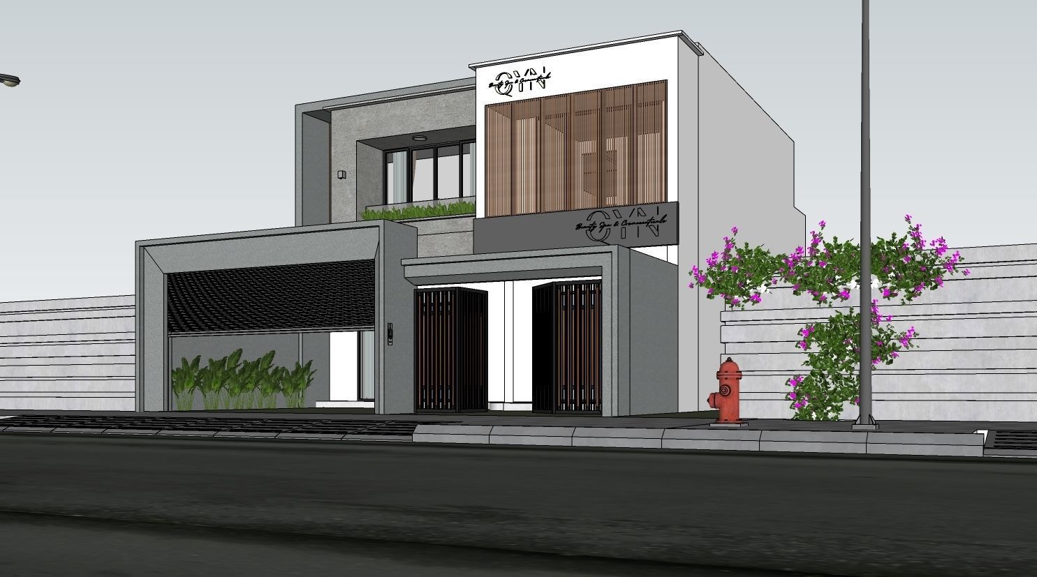 HOUSE modern with car parked 3D model_2