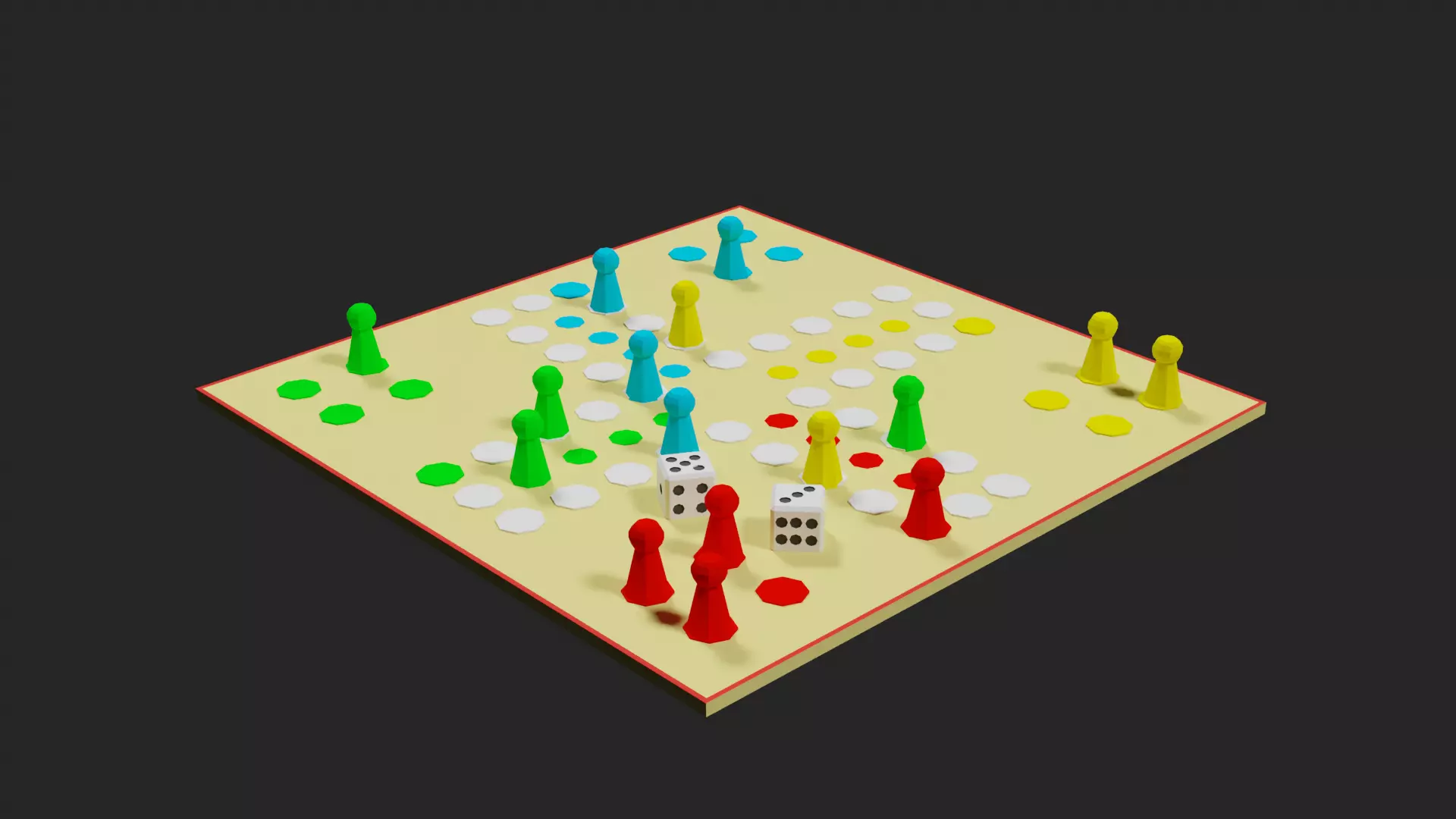 Lowpoly Boardgame board game pieces Low-poly 3D model_0