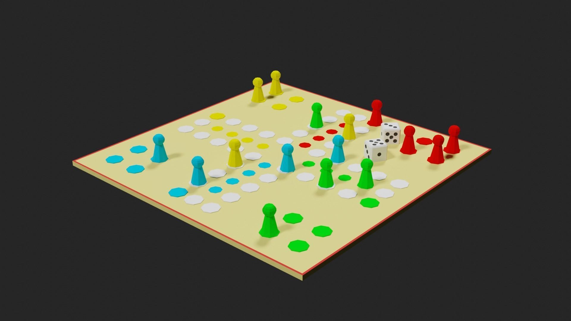 Lowpoly Boardgame board game pieces Low-poly 3D model_24