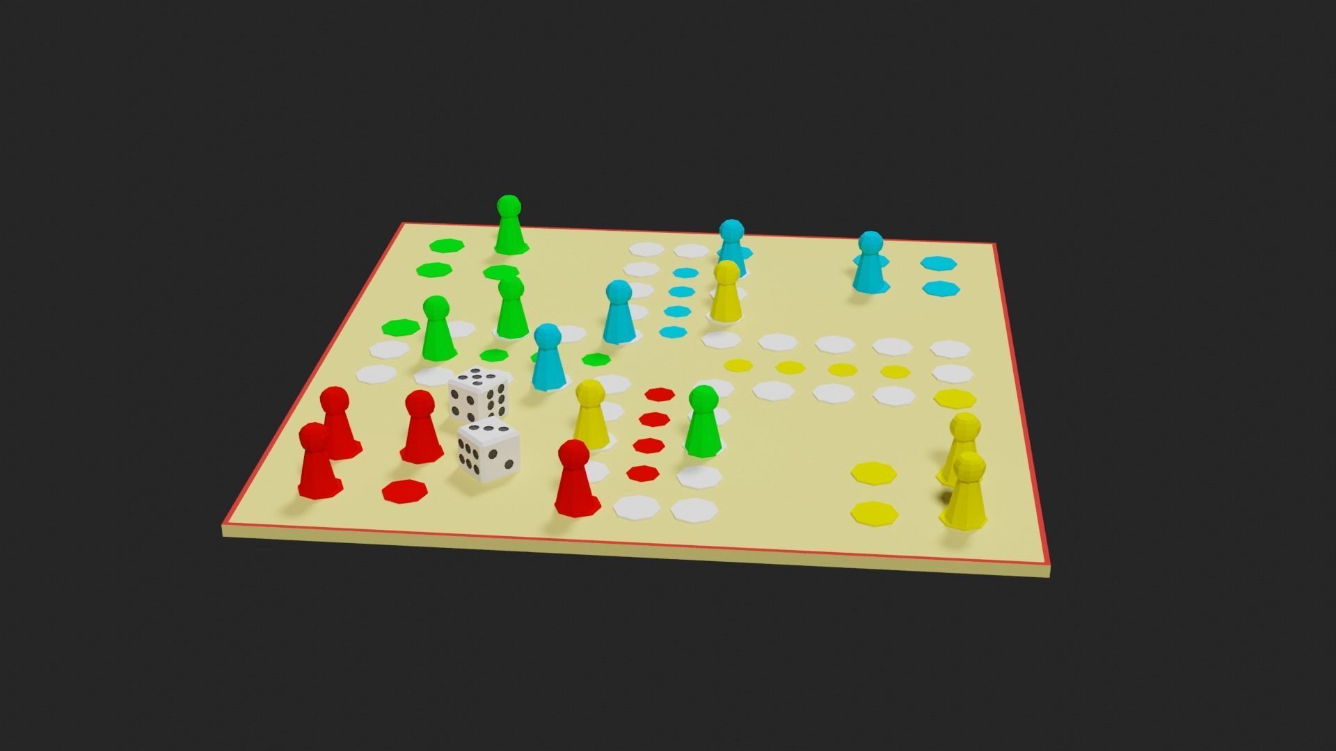 Lowpoly Boardgame board game pieces Low-poly 3D model_6