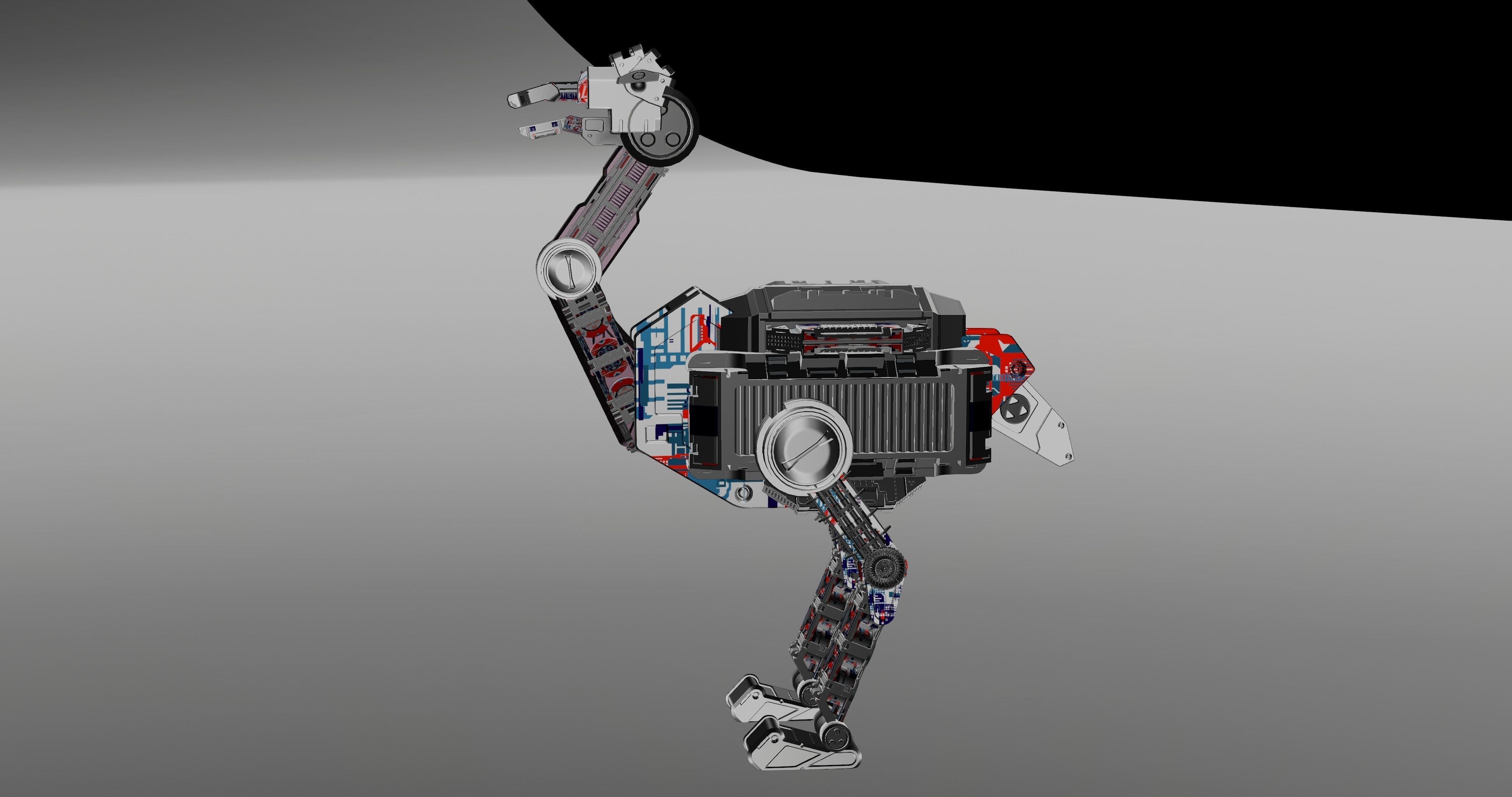 MECHANICAL SCIFI OSTRICH 3D model_19