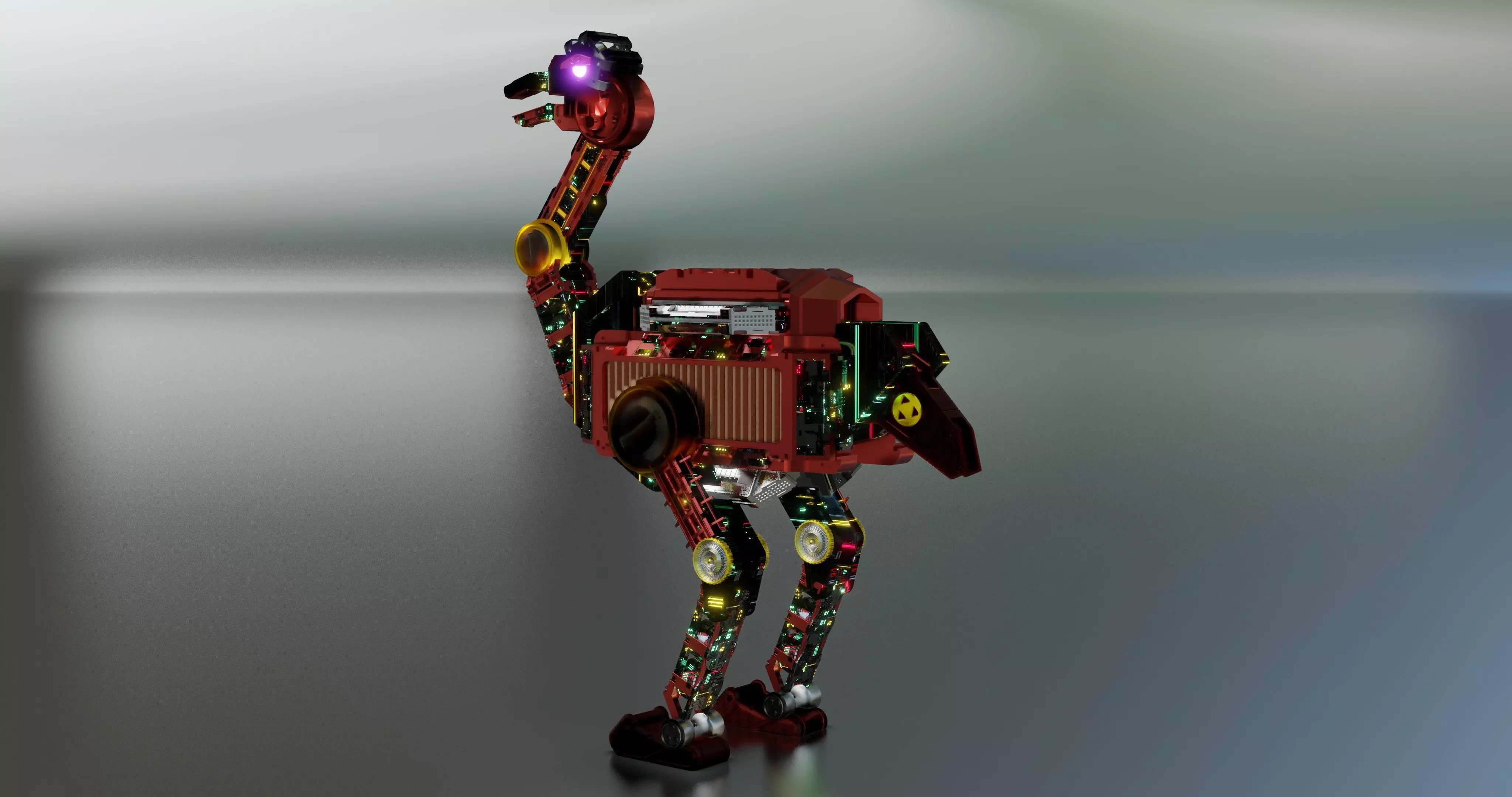 MECHANICAL SCIFI OSTRICH 3D model_0