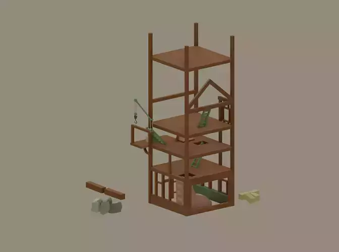 Construction Site Low-poly 3D model