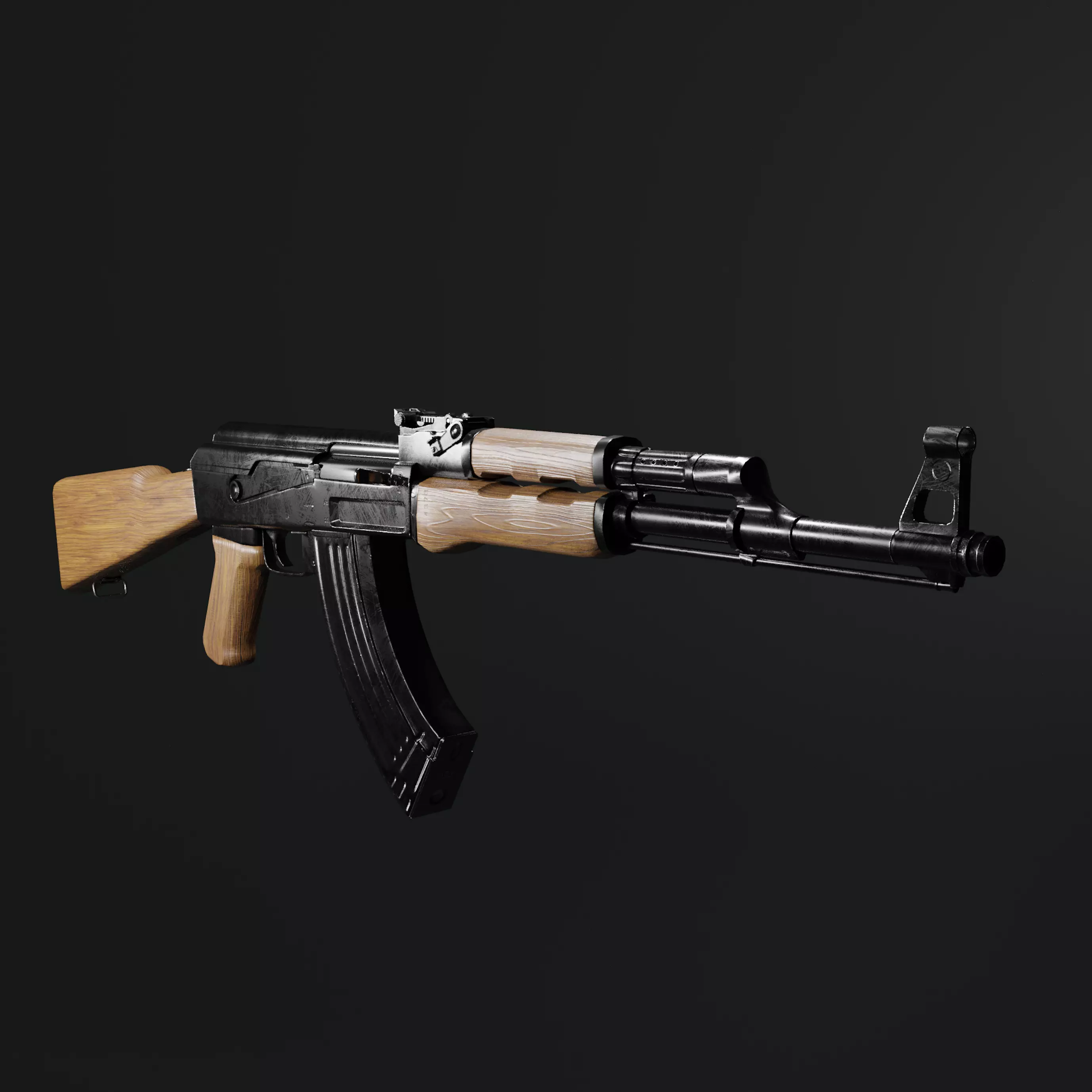 AAA Rifle AK-47 type 3 Low-poly 3D model_0