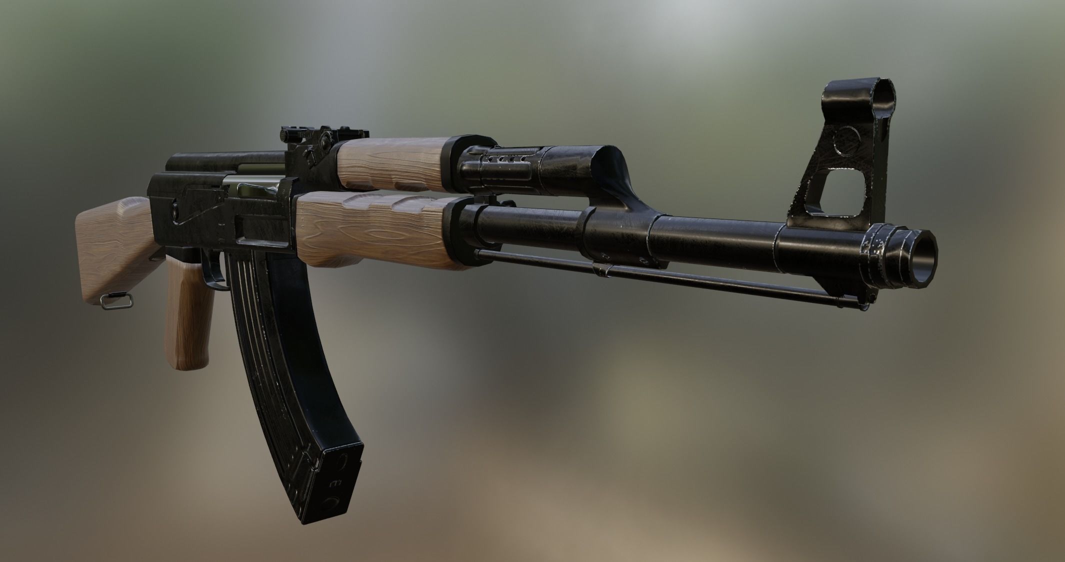 AAA Rifle AK-47 type 3 Low-poly 3D model_11