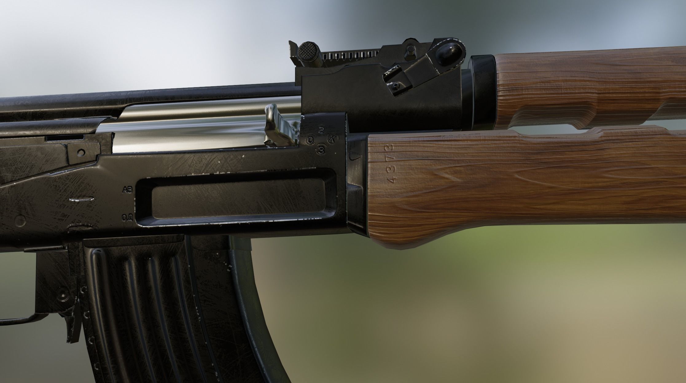 AAA Rifle AK-47 type 3 Low-poly 3D model_10