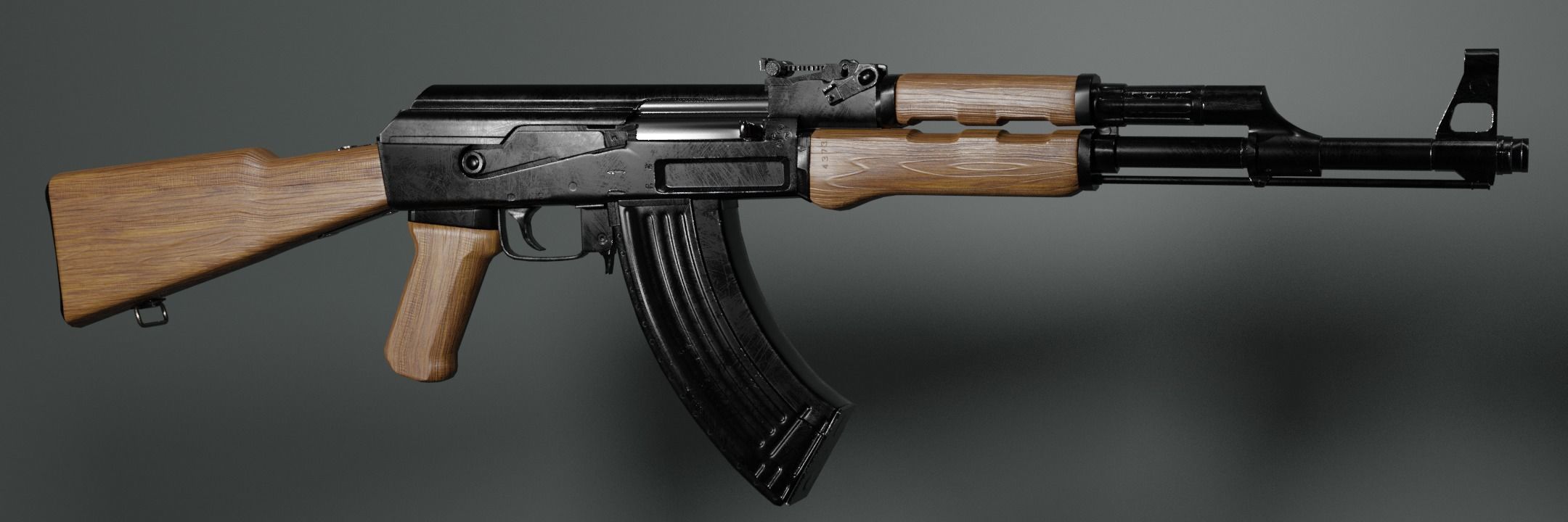 AAA Rifle AK-47 type 3 Low-poly 3D model_1