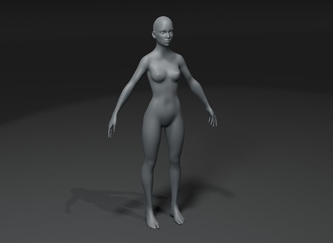 Female Body Base Mesh Animated and Rigged 3D Model 10k Polygons Low-poly 3D model