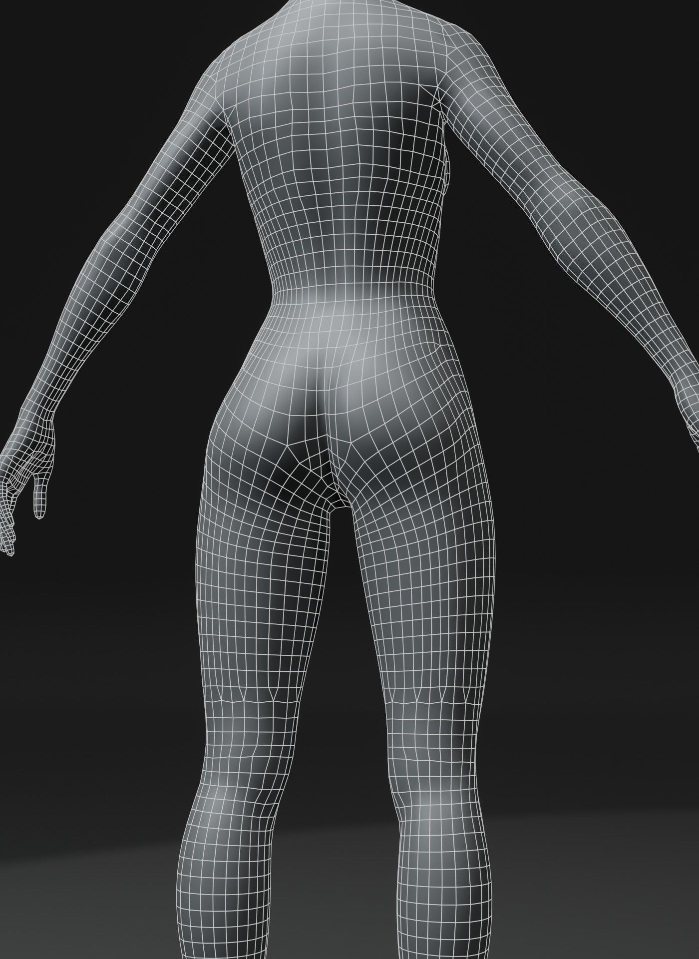 Female Body Base Mesh Animated and Rigged 3D Model 10k Polygons Low-poly 3D model_15