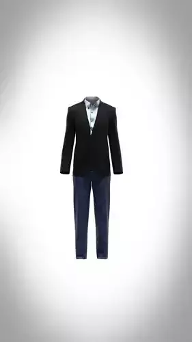 Mens Blazer and stripes shirt with denim pant Low-poly 3D model