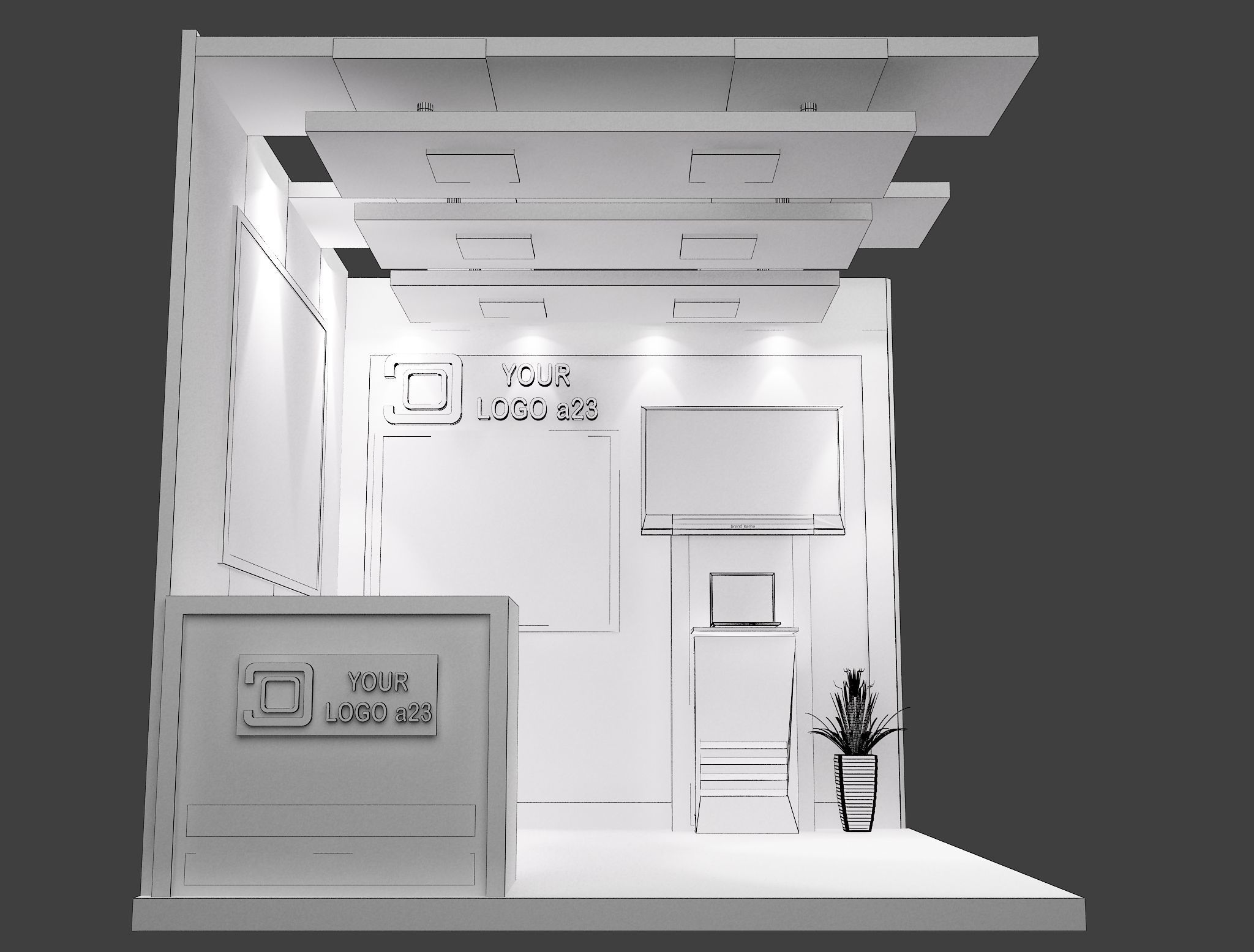Booth Exhibition Stand a599e 3D model_3