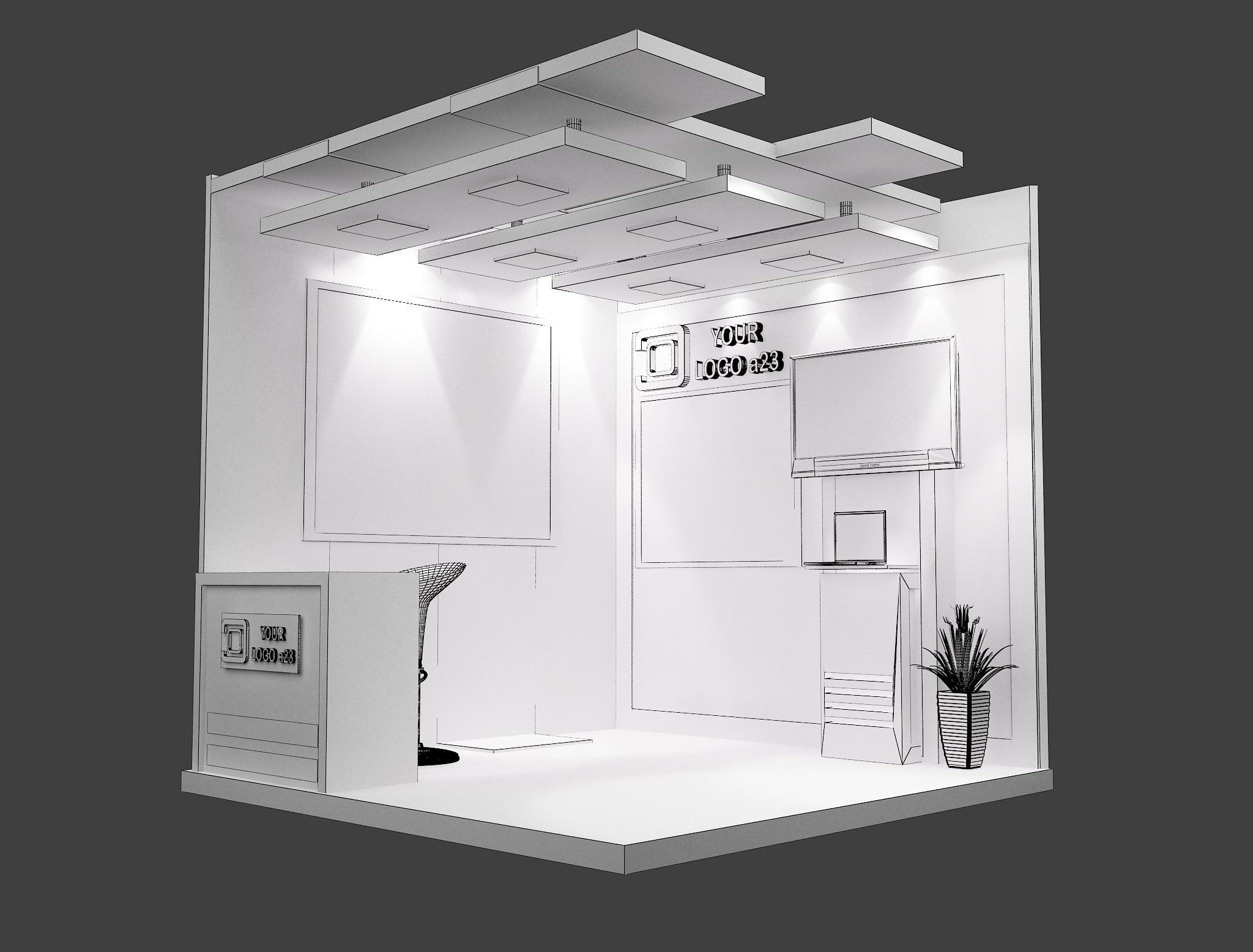 Booth Exhibition Stand a599e 3D model_1