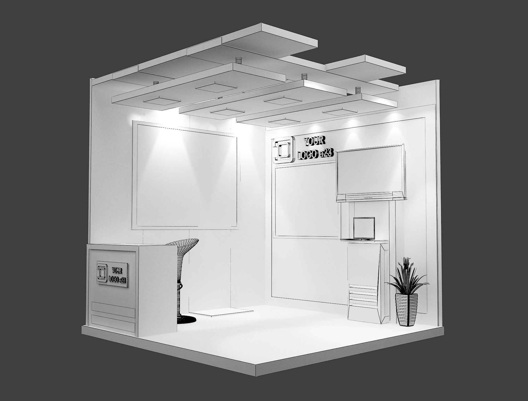 Booth Exhibition Stand a599e 3D model_9