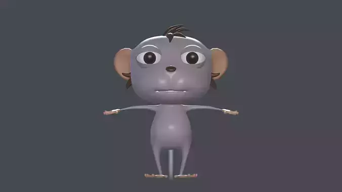 Monkey Cartoon Rigged model Low-poly 3D model