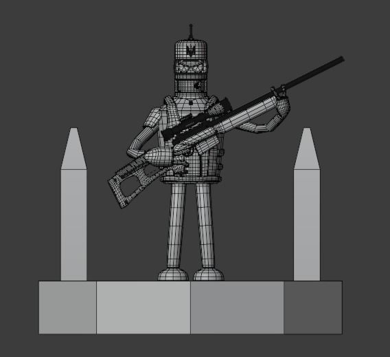 Bender Help for Ukraine low poly character model Futurama Low-poly 3D model_1