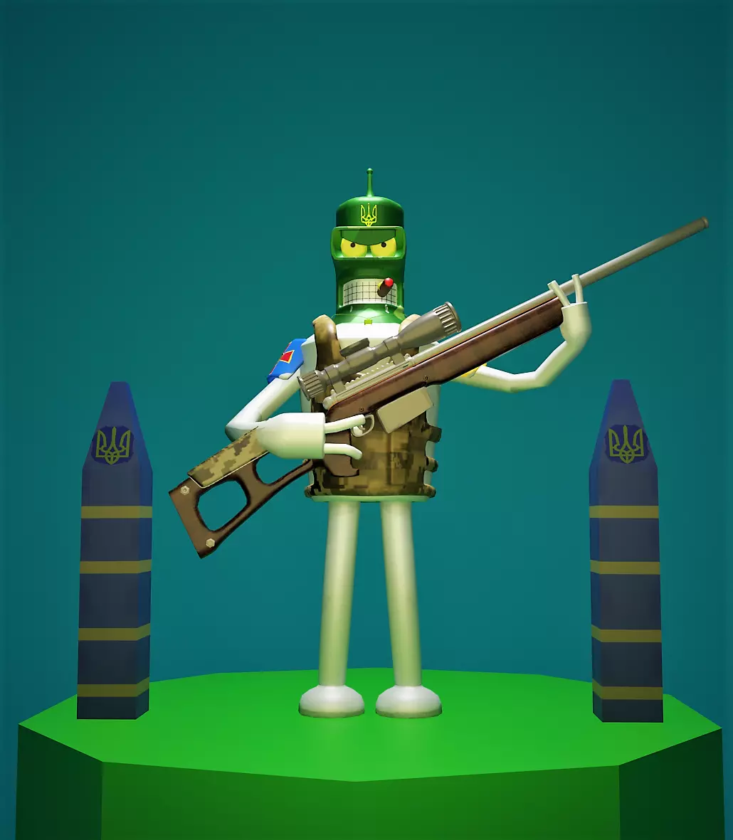 Bender Help for Ukraine low poly character model Futurama Low-poly 3D model_0