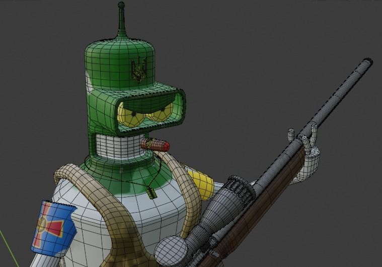 Bender Help for Ukraine low poly character model Futurama Low-poly 3D model_4