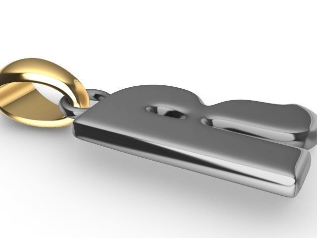 r letter pendant stl verified  3D print model_4