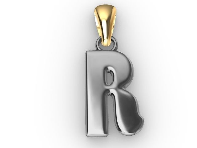r letter pendant stl verified  3D print model_5